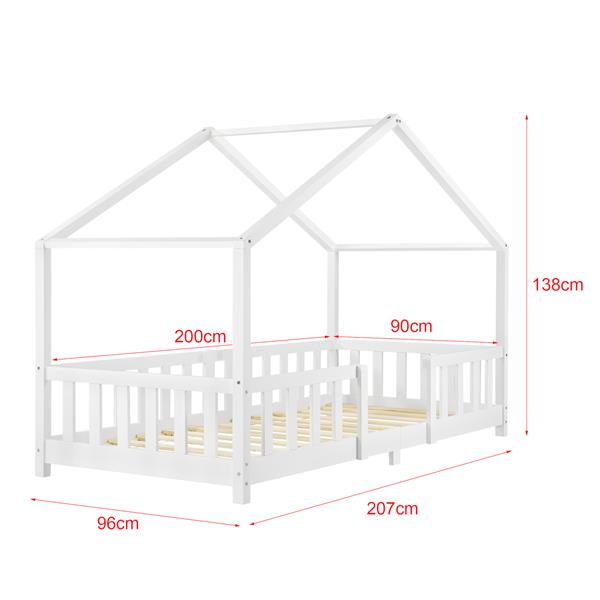 Grote foto kinderbed treviolo met uitvalbeveiliging 90x200 cm wit mat huis en inrichting overige