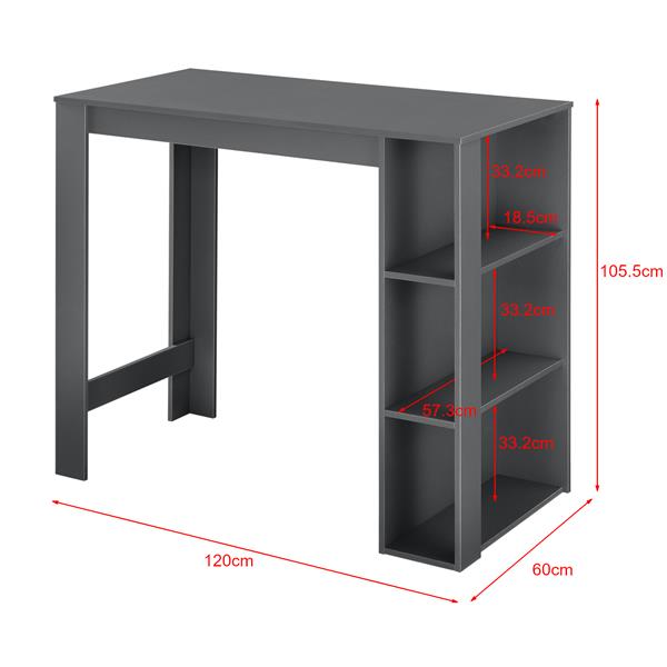 Grote foto bartafel danderyd met 3 planken 120x60x105 5 cm donkergrijs huis en inrichting eettafels