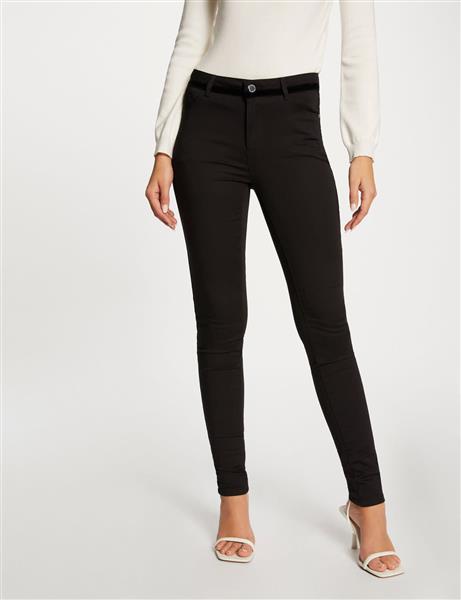 Grote foto skinny trousers wet effect and velvet 232 pvelt black kleding dames broeken en pantalons
