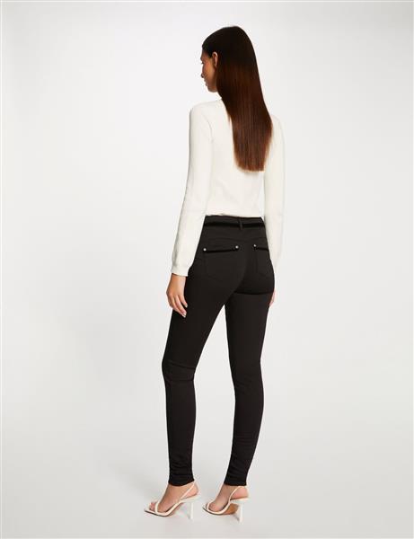 Grote foto skinny trousers wet effect and velvet 232 pvelt black kleding dames broeken en pantalons