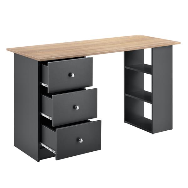 Grote foto bureau lemberg met 3 lades 120x49x72 cm donkergrijs hout huis en inrichting stoelen