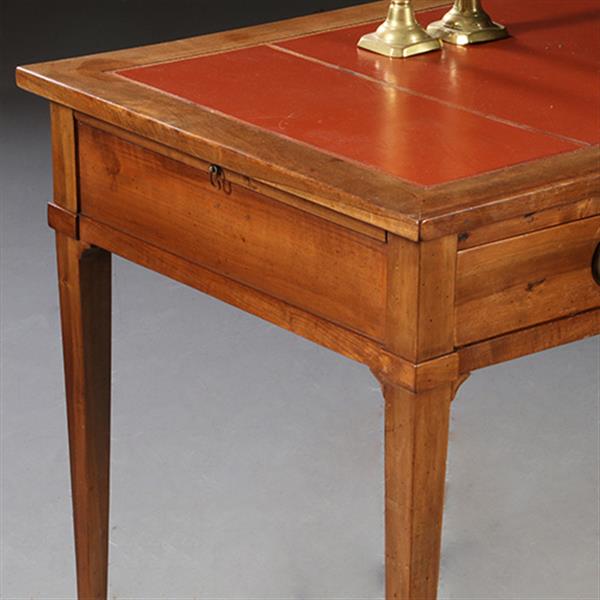 Grote foto kersenhouten schrijftafel of grote sidetable met rood leer ca. 1855 no.913160 antiek en kunst stoelen en banken