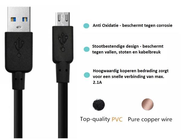 Grote foto olesit k107 usb c usb kabel 1.5 meter 30 sneller laden 2.1a high speed laadsnoer oplaadkabel dat telecommunicatie opladers en autoladers