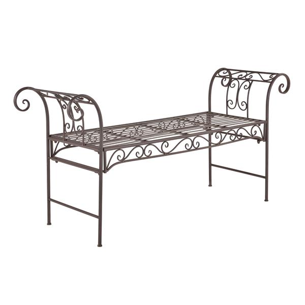 Grote foto tuinbank cossila vintage metaal 147x46x70 cm bruin tuin en terras tuinmeubelen