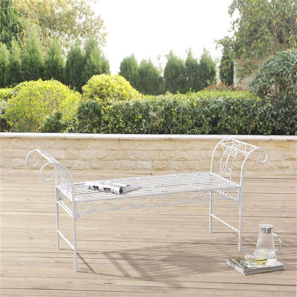 Grote foto tuinbank cossila vintage metaal 147x46x70 cm wit tuin en terras tuinmeubelen