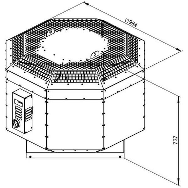 Grote foto ruck horeca dakventilator dempend voor keukenafzuiging tot 120 c 6390 m h dvni 450 e4 30 doe het zelf en verbouw luchtverdeeltechniek