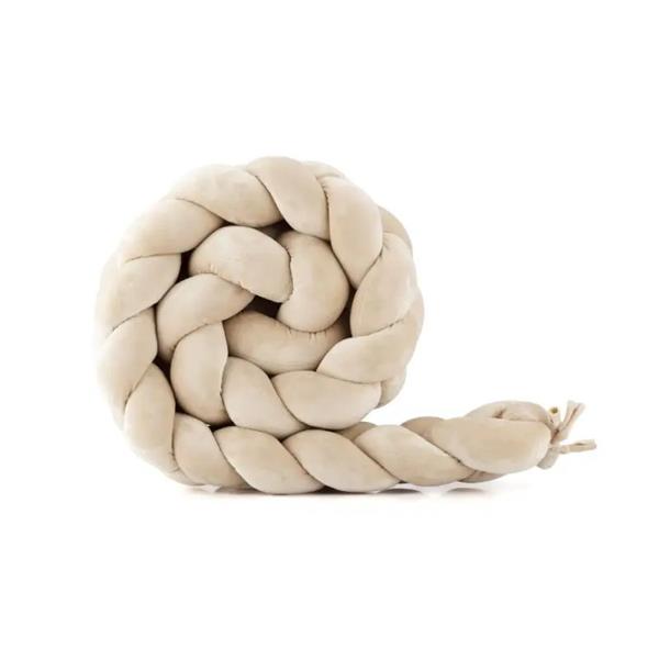 Grote foto bedomrander velvet vlecht 210cm beige bumper beige kinderen en baby complete kinderkamers