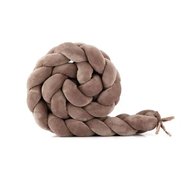 Grote foto bedomrander velvet vlecht 210cm dark beige bumper dark beige kinderen en baby complete kinderkamers