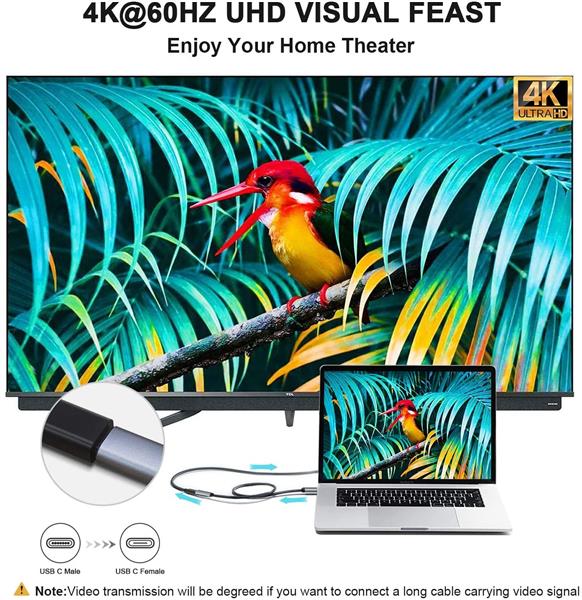 Grote foto drphone chx10 usb c 3.1 gen 2 naar type c female data 4k audio video 100w pd verleng kabel telecommunicatie opladers en autoladers