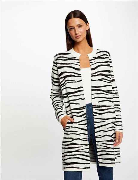 Grote foto long cardigan with zebra print 232 mbrick black kleding dames truien en vesten
