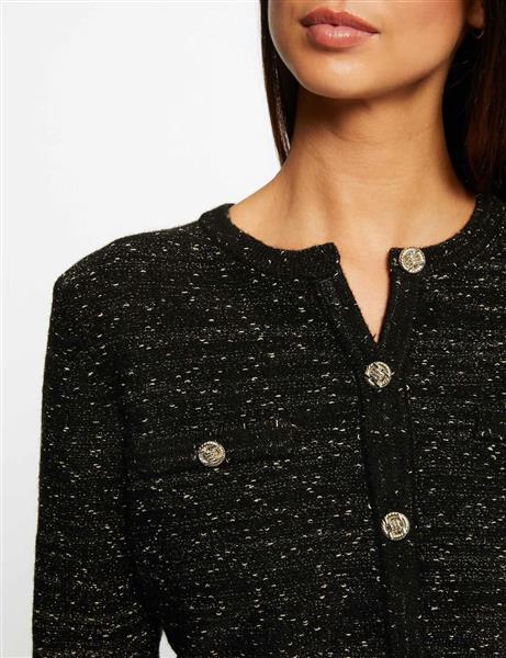 Grote foto buttoned cardigan metallised threads 232 mlack black kleding dames jassen zomer