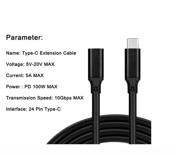 Grote foto drphone chx10 usb c 3.1 gen 2 naar type c female data 4k audio video 100w pd verleng kabel telecommunicatie opladers en autoladers