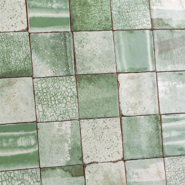 Grote foto groen geschakeerde wandtegels handgevormd manhattan green 10x10 0 76m doe het zelf en verbouw tegels