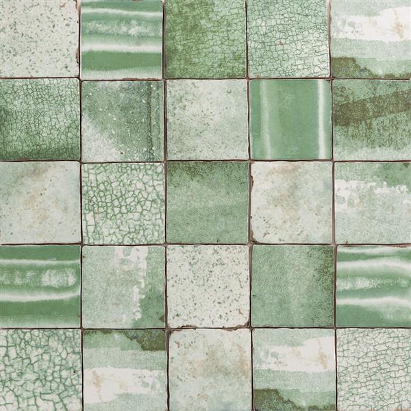 Grote foto groen geschakeerde wandtegels handgevormd manhattan green 10x10 0 76m doe het zelf en verbouw tegels