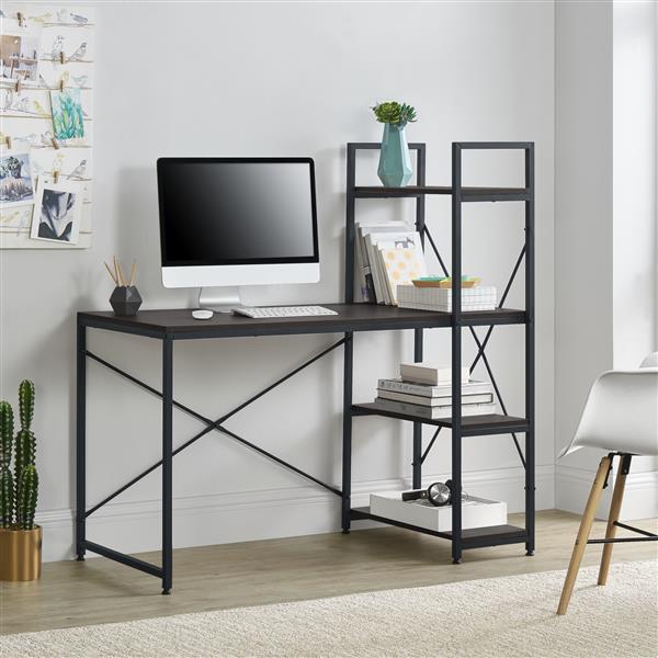 Grote foto bureau stavanger met 4 planken 120x64x122 zwart en walnoot huis en inrichting stoelen