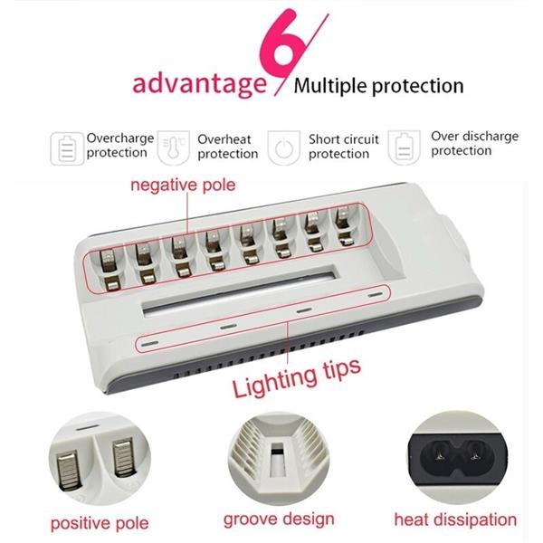 Grote foto drphone sofirn serie 8 slots batterijlader voor aa aaa nimh nicd oplaadbare batterijen batter telecommunicatie opladers en autoladers