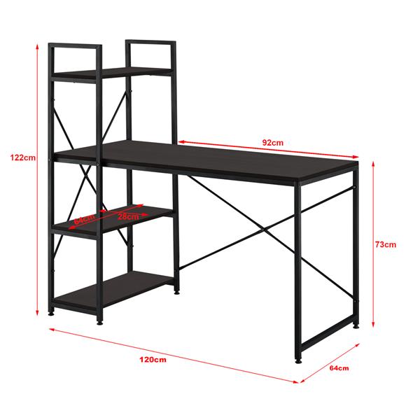 Grote foto bureau stavanger met 4 planken 120x64x122 zwart en walnoot huis en inrichting stoelen