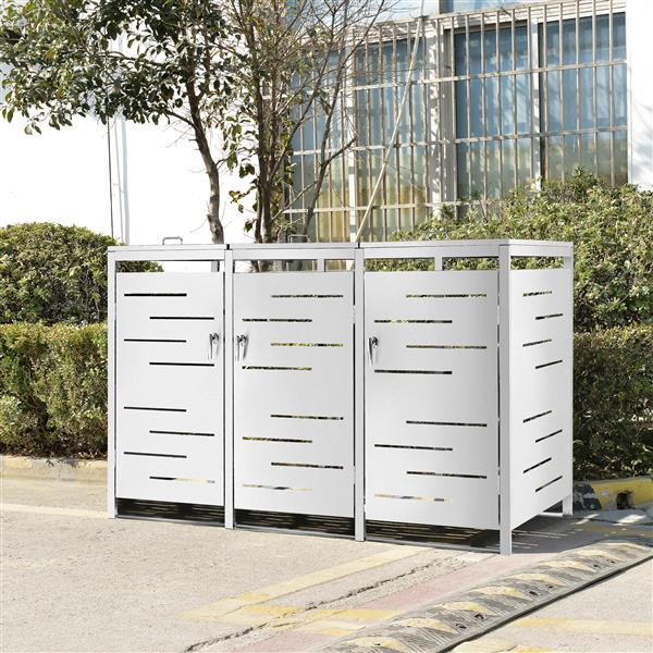 Grote foto en.casa containerombouw fahrenwalde rvs 116x196x80 cm zilverkleurig tuin en terras tuingereedschap