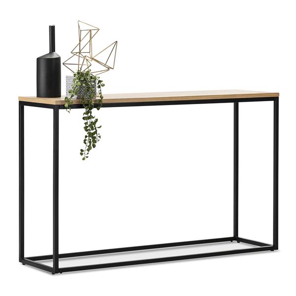 Grote foto en.casa console tafel kittil 80x100x30 cm zwart mat en eikenkleurig huis en inrichting eettafels