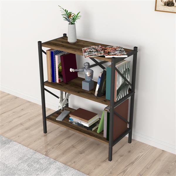 Grote foto en.casa boekenkast schap vanylven 85x66x34 cm eiken antiek huis en inrichting overige