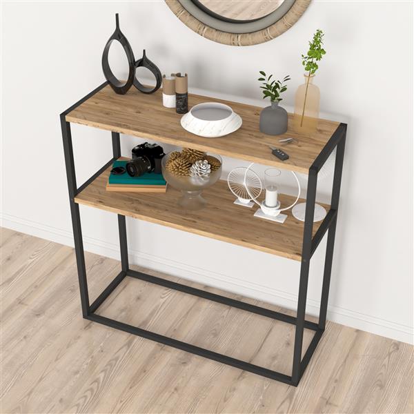 Grote foto en.casa console tafel hemsedal sidetable 90x90x33 5 cm eiken huis en inrichting eettafels