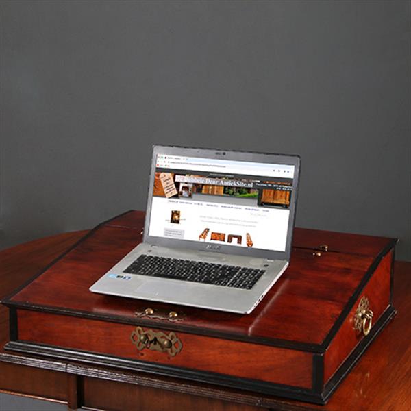 Grote foto laat 18e eeuwse koloniale laptop of lessenaar met messing beslag en zwarte lijsten no.913110 antiek en kunst overige in antiek gebruiksvoorwerpen