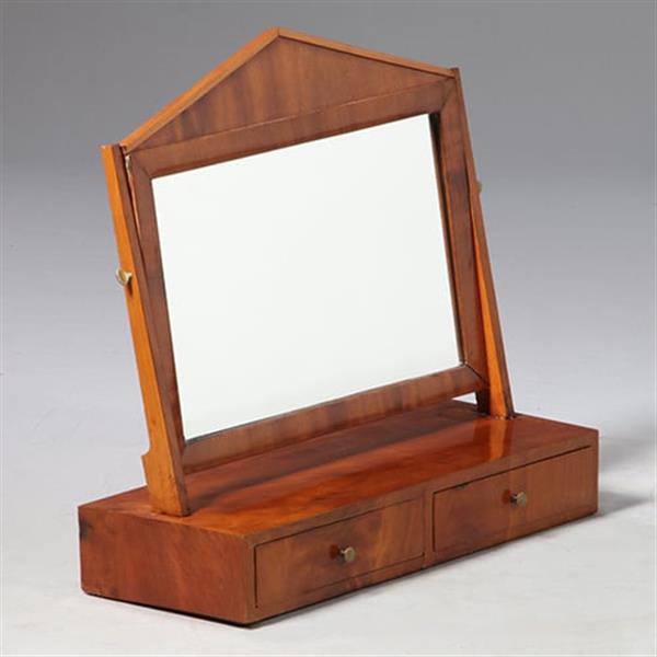 Grote foto kapspiegeltje met 2 laden en timpaan mahonie ca 1890 kantelbaar no.913135 antiek en kunst spiegels