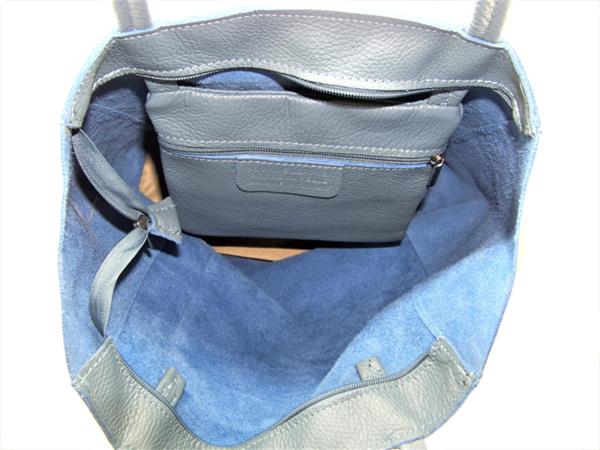Grote foto jeansblauw vera pelle leren shopper sieraden tassen en uiterlijk schoudertassen