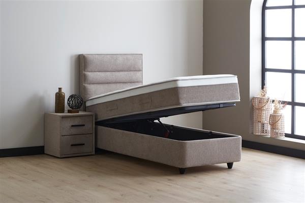Grote foto maya 1 persoons opbergbed taupe beds supply huis en inrichting bedden