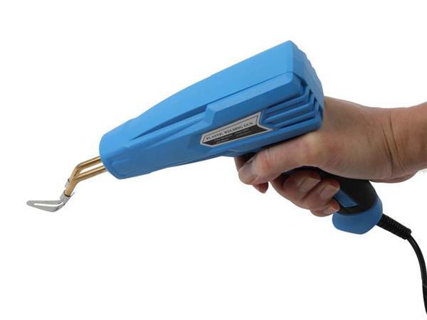 Grote foto kunststof plastic laspistool blauw auto onderdelen auto gereedschap