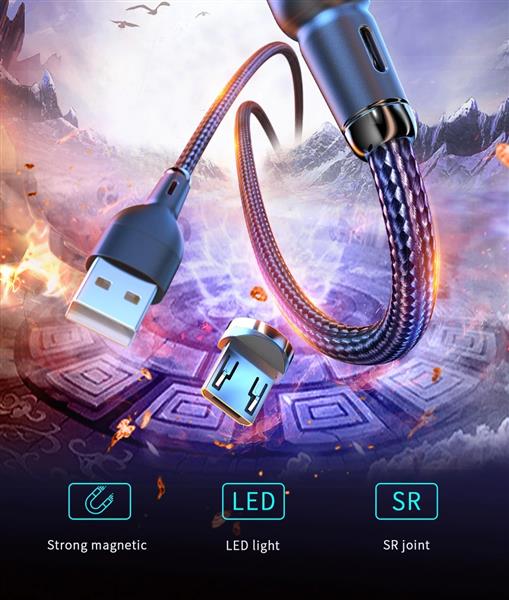 Grote foto drphone lrm series 2 in 1 usb magnetische usb c oplaadkabel 2.4a nylon gevlochten dubbele functie telecommunicatie opladers en autoladers