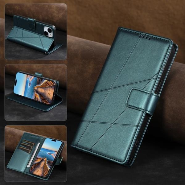 Grote foto iphone 12 mini flip case portefeuille wallet cover leer hoesje groen telecommunicatie mobieltjes