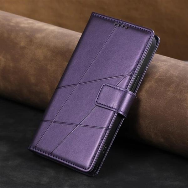 Grote foto iphone 13 mini flip case portefeuille wallet cover leer hoesje paars telecommunicatie mobieltjes