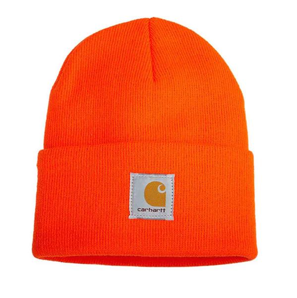 Grote foto carhartt wip acrylic knit muts oranje motoren kleding