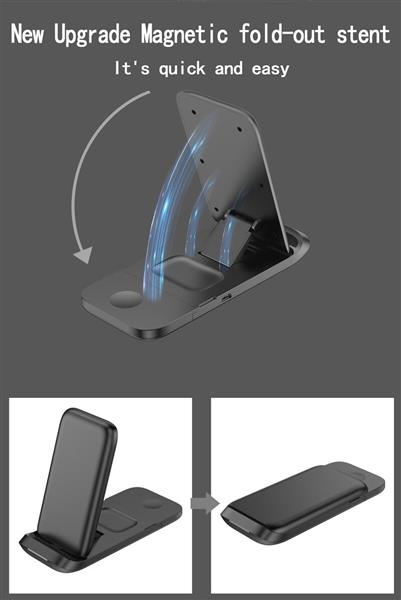 Grote foto drphone dfc6 3 in 1 draadloos laadstation 15w opvouwbaar geschikt voor o.a apple watch iphone telecommunicatie opladers en autoladers