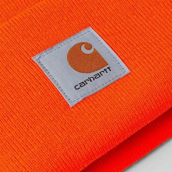 Grote foto carhartt wip acrylic knit muts oranje motoren kleding