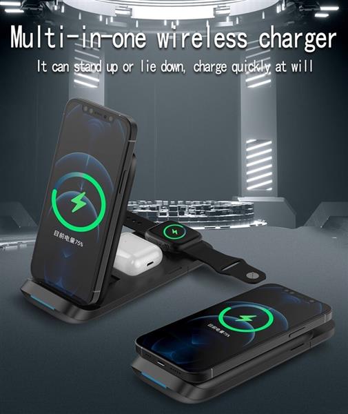 Grote foto drphone dfc6 3 in 1 draadloos laadstation 15w opvouwbaar geschikt voor o.a apple watch iphone telecommunicatie opladers en autoladers