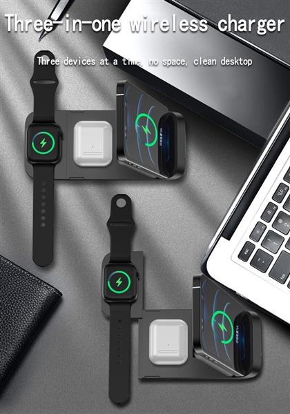 Grote foto drphone dfc6 3 in 1 draadloos laadstation 15w opvouwbaar geschikt voor o.a apple watch iphone telecommunicatie opladers en autoladers