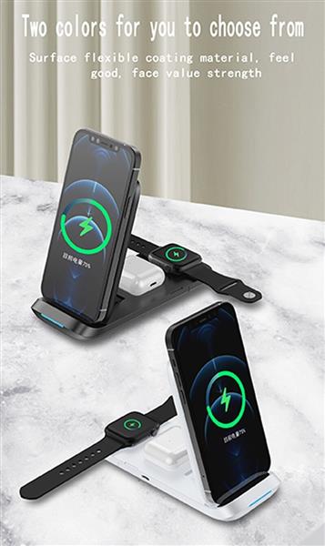 Grote foto drphone dfc6 3 in 1 draadloos laadstation 15w opvouwbaar geschikt voor o.a apple watch iphone telecommunicatie opladers en autoladers