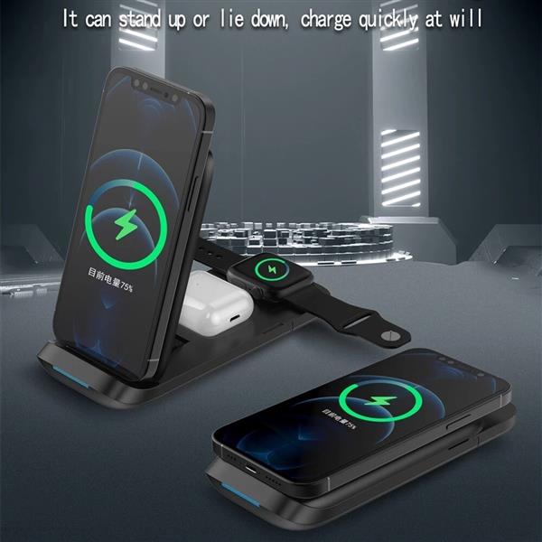 Grote foto drphone dfc6 3 in 1 draadloos laadstation 15w opvouwbaar geschikt voor o.a apple watch iphone telecommunicatie opladers en autoladers