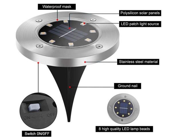 Grote foto solar tuin grondspot verlichting led tuin verlichting buiten outdoor 8x led tuin en terras overige tuin en terras