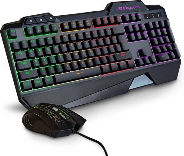 Grote foto lifegoods gaming toetsenbord en muis usb bedraad 7 led kleuren regenboog 800 3200 dpi qwerty computers en software toetsenborden