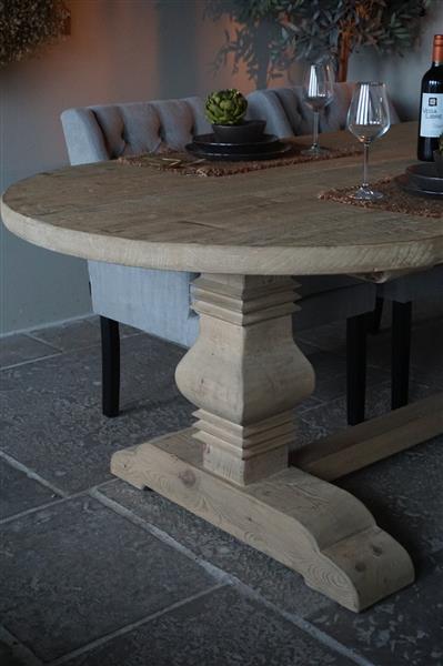 Grote foto kloostertafel ovaal naturel grenen h79 x b240 x d110 cm huis en inrichting woningdecoratie