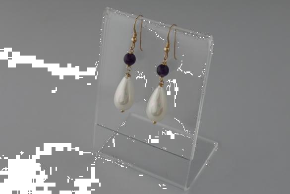 Grote foto amethist en shellpearls oorhanger sterling zilver sieraden tassen en uiterlijk oorbellen