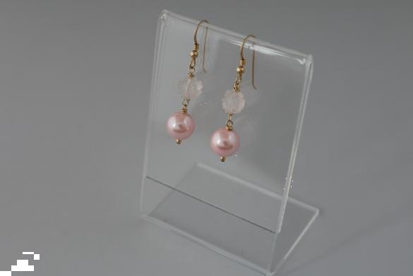 Grote foto rozenkwarts shellpearls oorhanger sterling zilver sieraden tassen en uiterlijk oorbellen