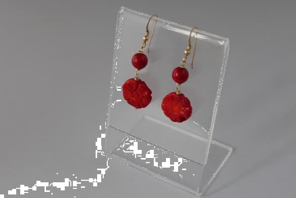 Grote foto rode koraal goldfilled oorhanger sieraden tassen en uiterlijk oorbellen