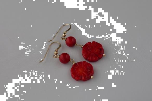 Grote foto rode koraal goldfilled oorhanger sieraden tassen en uiterlijk oorbellen