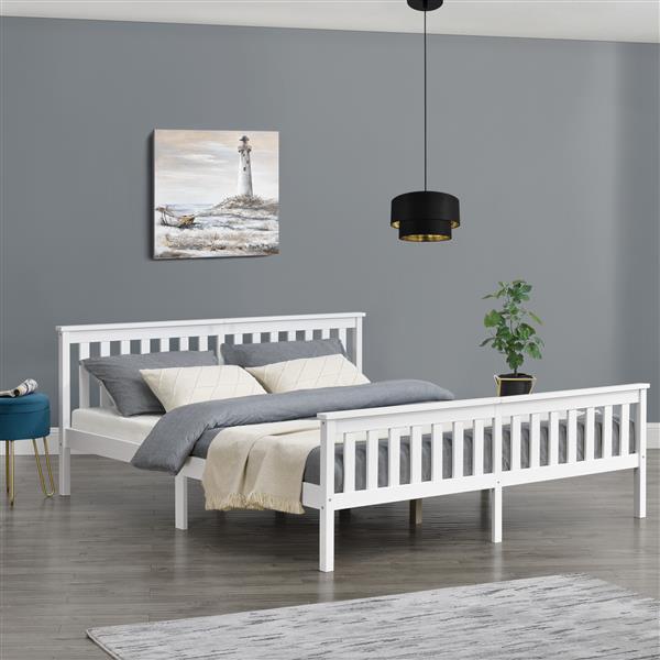 Grote foto houten bed breda met bedbodem 180x200 cm wit huis en inrichting bedden