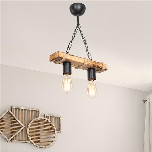 Grote foto lux.pro hanglamp hemel 2xe27 zwart houtkleurig en jute huis en inrichting overige