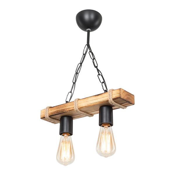 Grote foto lux.pro hanglamp hemel 2xe27 zwart houtkleurig en jute huis en inrichting overige